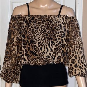 ❤️Animal Print Chiffon Off Shoulder, CropTop